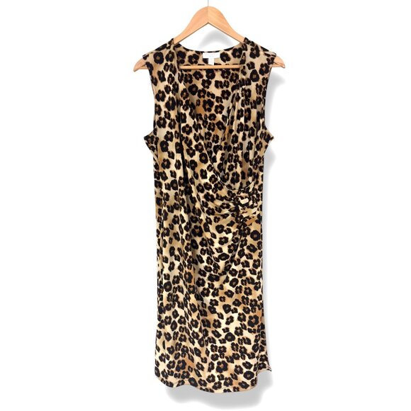 Charter Club Animal Leopard‎ Print Faux-Wrap Dress Size 0X 14W Plus Sz Evening - Picture 2 of 6